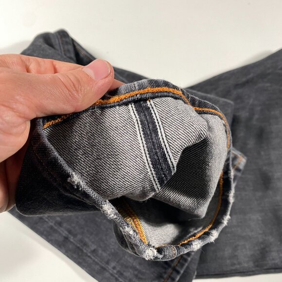 Evisu No 2 BLK Black Diacock Logo Straight Leg Selvedge Jeans mens size 30x33.5 - Picture 11 of 12